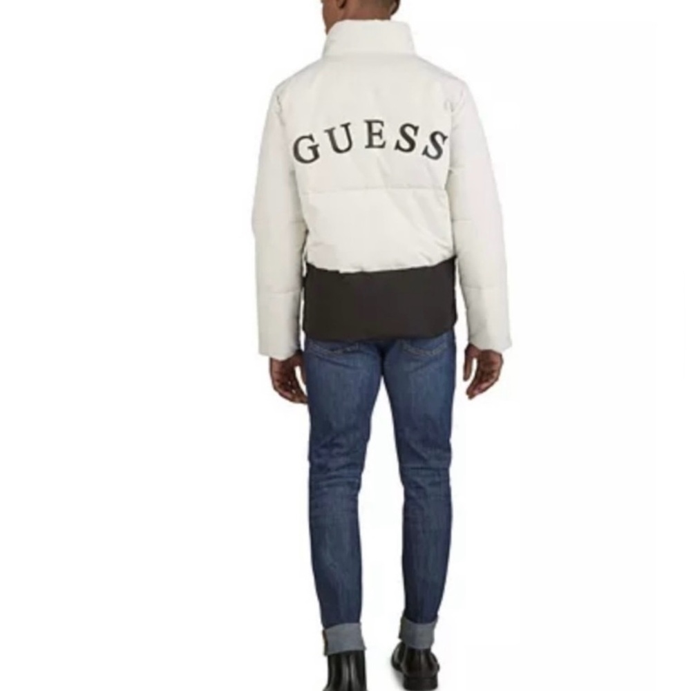Guess | NWOT Men black and white Heavy-Weight Colorblock Puffer Jacket size L - Picture 3 of 11